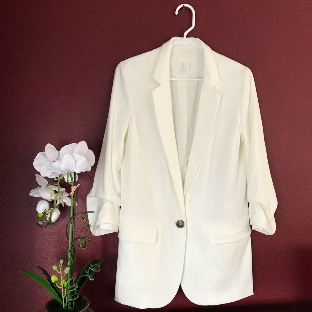 H&M Shawl-Collar White Blazer